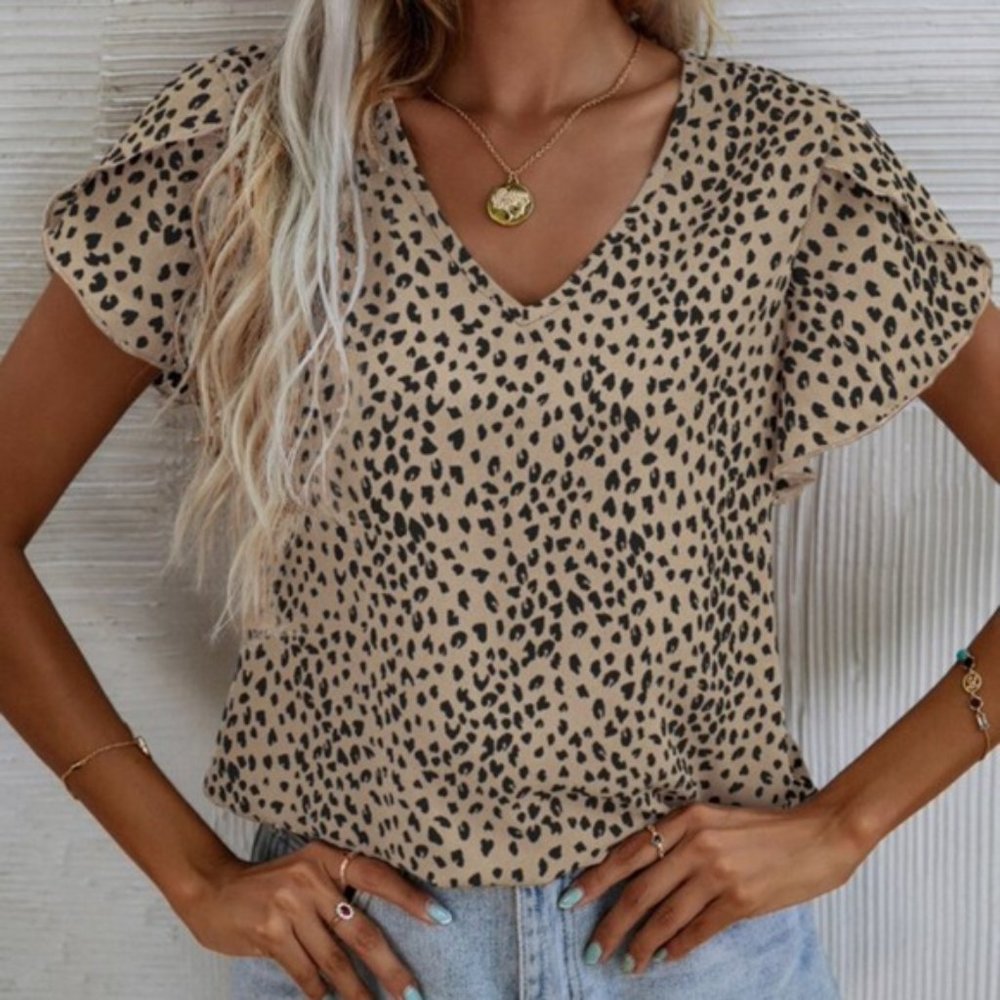 Chic Leopard Animal Print Blouse Top - Picture 7 of 8